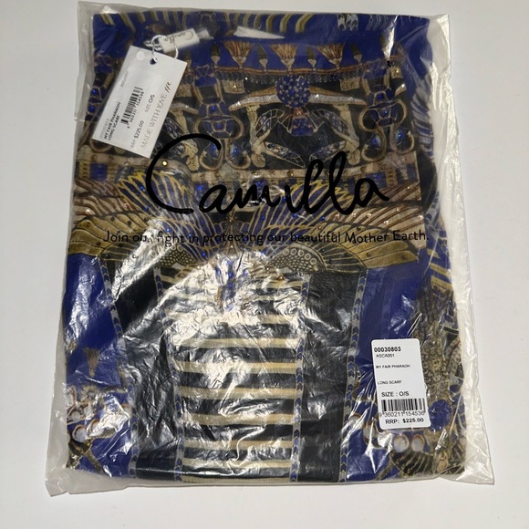 Camilla “My Fair Pharaoh” purple Egyptian silk scarf top belt headwrap shawl - Picture 3 of 4